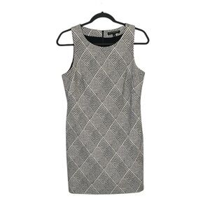 Banana Republic Plaid Sheath Black White Sleeveless Dress Career Preppy Size 4P